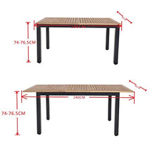 Unbekannt Ausziehtisch, Tischplatte aus FSC-zertifiziertem Akazienholz, Aluminiumgestell, 180-240 x 90 x 74-76,5 cm Tavolo, Nero