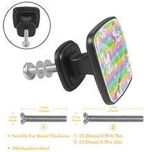 Unicorno carino con strisce arcobaleno Pomelli per Porta Set di 4 Pomelli per Mobili Manopole per Cassetti Cucina Armadio Vetro