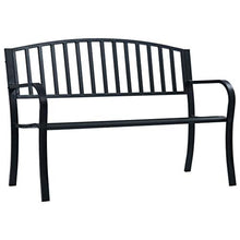 Lechnical Panchina da Giardino,Panca da Giardino in Acciaio da Giardino, 3 posti a Sedere all'aperto, posti a Sedere nel Patio del Parco, Panca per Esterni durevoli, Schienale Resistente,125 cm Nera