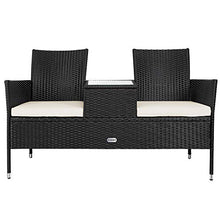 Casaria Panchina da Esterno con tavolino polyrattan panche da Giardino divanetto Cuscini 7cm Resistente alle intemperie