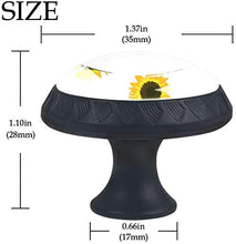 Girasoli gialli isolati Pomelli per Porta Set di 4 Pomelli per Mobili Manopole per Cassetti Cucina Armadio Vetro