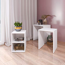 Set di 3 comodini da salotto, sobrio e moderno, per soggiorno, camera da letto (bianco)