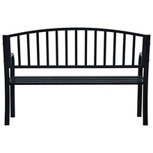 GOTOTOP Panchina da Giardino con Braccioli Curvati Elegante Robusta Classica Panca Arredi da Esterno Sedute 125 x 53 x 82 cm Nera in Acciaio