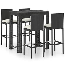 vidaXL Set Bar da Giardino 5 pz con Cuscini Polyrattan Nero