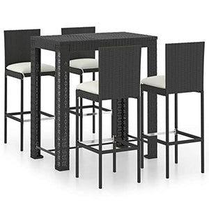 vidaXL Set Bar da Giardino 5 pz con Cuscini Polyrattan Nero