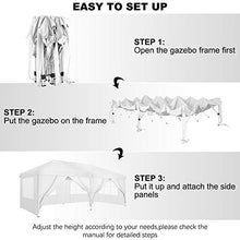 TOOLUCK Gazebo 3x6m Tende per Eventi Gazebo da Giardino Impermeabile Pop up Gazebo con 6 Pareti Laterali, per Giardino, Picnic, Spiagge, Feste (3x6m, Bianco)