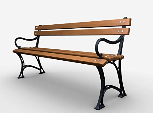Panchina da giardino in ghisa e legno di palissandro, mobili da giardino 0120