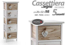 GICOS IMPORT EXPORT SRL Mobile cassettiera in Legno Bianca/Marrone 5 cassetti Decoro Home Cuore 26 * 32 * 98 cm Shabby Chic EDT-793394