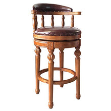 ZEH Sedia da Pranzo, Cuscini braccioli, seggiolone, Sgabello Sgabello Sgabello Girevole Sgabello Solido Legno Schienale in Stile Europeo Alto poggiapiedi Originale FACAI (Color : Braun, Size : 68Cm)