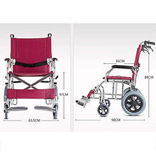 Sedia A Rotelle Pieghevole Ultraleggera, Sedia A Rotelle Portatile in Lega di Alluminio, per Anziani E Disabili, Rosso A