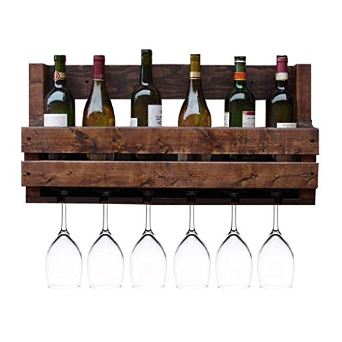 LHQ-HQ Old Wine Rack, Supporto a Parete, Legno Solido Calice Rack, Ristorante Bar Parete Wine Cooler