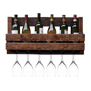LHQ-HQ Old Wine Rack, Supporto a Parete, Legno Solido Calice Rack, Ristorante Bar Parete Wine Cooler