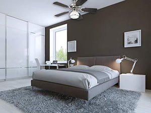 72415 Princess Radiance II One-Light 90 cm ventilatore a soffitto per interni a cinque pale, finitura in peltro nero / cromo con plafoniera a cupola - Arredi Casa