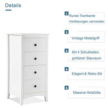 Soayone Cassettiera Bianca con 4 Cassetti, per Soggiorno, Camera da Letto 45 x 45 x 94 cm