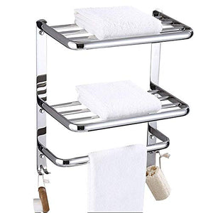 NHLBD Mensola da Bagno, mensola portaoggetti - 3 ° Piano Bagno Mensola Hanging Shelf Rettangolare Bagagli Mensola for Doccia in Camera con Portasciugamano partizione Hook Bagno