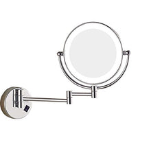 WM - Specchio da trucco a LED da 20,3 cm, ingrandimento 5x, in acciaio inox, specchio cosmetico, per bagno, specchio da trucco, 10,24