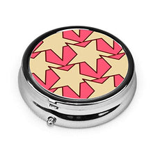 Moderno Star Geometrico Corallo e Beige Rotondo Pillola Contenitore 3 Vani Metallo Medicina Caso Vitamina Organizzatore Titolare Scatola Decorativa per Viaggi All'aperto