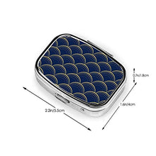 Scatola portapillole quadrata in metallo blu e oro con due scomparti per medicinali medicinali e medicinali, organizer per tasca o portafoglio organizer da viaggio