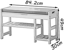 YANG Banco di Legno Cambiare Scarpe con Ammortizzatore di sede di Scarpe Rack Imbottito Poggia Piedi Cucina Pouf Ottomana, Carico Massimo 200kg, 84.2x30x49cm (Color : White)