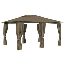 Festnight Gazebo da Giardino con Tende, Gazebo da Esterno, Tenda da Party, Gazebo Professionale 4x3 m Grigio Talpa 180 g/m²