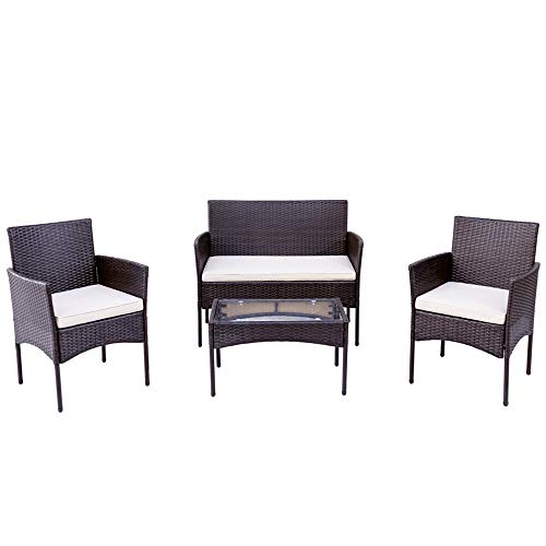Set Mobili da Giardino Set Mobili da Esterno Rattan Seating Group For 4 Persone Balcone Set Di Mobili Set Da Giardino Set Con Cuscini Di Seduta Per Giardino Balcone Balcone Terrazza Tavolo Davago