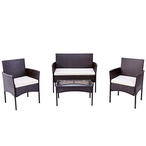 Set Mobili da Giardino Set Mobili da Esterno Rattan Seating Group For 4 Persone Balcone Set Di Mobili Set Da Giardino Set Con Cuscini Di Seduta Per Giardino Balcone Balcone Terrazza Tavolo Davago