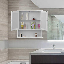 EUGAD Mobiletto Pensile da Bagno con Specchio Salvaspazio Armadietto da Lavabo con Due Porte 56 * 13.5 * 58.5cm Bianco 0020WY