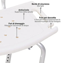HOMCOM Sedile da doccia con schienale Ausilio da vasca, Sedia Doccia Altezza Regolabile 8 Posizioni Antiscivolo