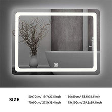 AYYEBO Specchio Rettangolare Parete per Bagno con Luci LED Impermeabili Interruttore Tattile Dimmerabile per Bagni Ingresso (Size : 70x90cm)