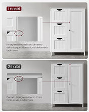 VASAGLE Mobile da Bagno, Mobiletto per Bagno con 3 Cassetti Capienti, Armadietto da Bagno, Ripiano Regolabile, 30 x 60 x 81 cm, Bianco BBC49WT