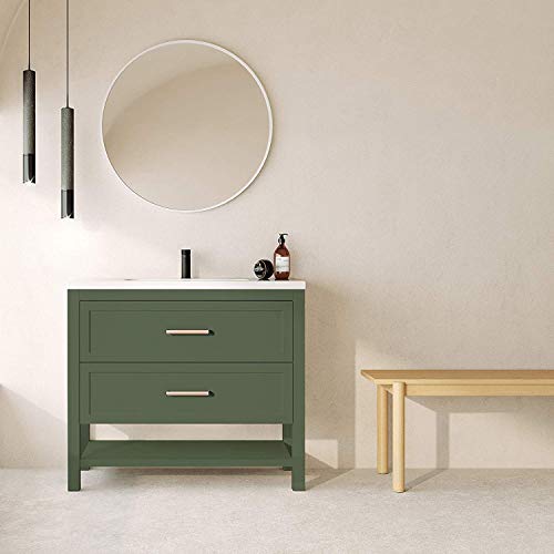 Randalsa Mobili Olive | Matt English Green | Manico in Oro Rosa | 100 X 88,5 X 45 cm + lavabo in Ceramica