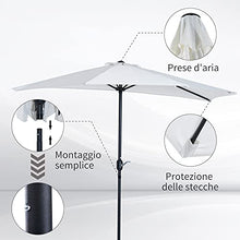 Outsunny Ombrellone Semicircolare da Parete Poliestere Impermeabile con Protezione UV Bianco 269x138x236 cm