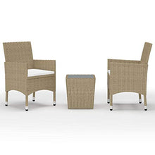 FAMIROSA Set Bistrot da Giardino 3 pz Polyrattan e Vetro Temperato Beige