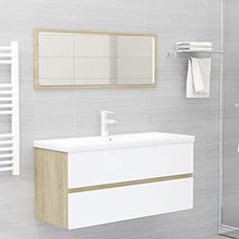vidaXL Set Mobili da Bagno 2 pz Bianco e Rovere Sonoma in Truciolato