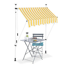 Relaxdays Tenda da Sole, Protezione per Il Balcone, Regolabile, Senza Forare, a Manovella, Larga 150 cm, a Righe Gialle, Bianco, 150 x 120 cm