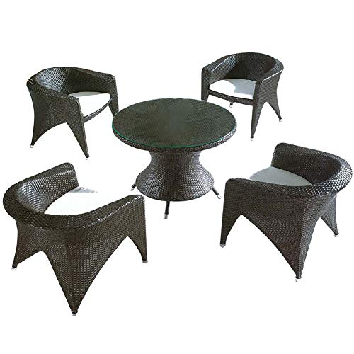 Set di Mobili da Giardino per Esterni, Set di Combinazioni di Sedie in Rattan per Tutte Le Stagioni 5 Pezzi Mobili da Conversazione in Vimini da Giardino Include 4 Sedie E 1 Tavolino da caffè