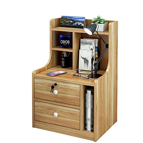 Comodino serratura 2-cassetti Multi-strato di stoccaggio semplice camera da letto moderna semplice armadio di stoccaggio 42X30X70CM FANJIANI (colore : C)