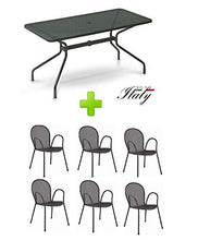 EMU Tavolo per Esterno Cambi 180 x 80 CM Art. 810 + 6 POLTRONE Ronda - Prodotti in Ferro ZINCATO E Verniciato A POLVERI - Colore Ferro Antico Fantasia 22 Prodotto Made in Italy