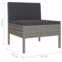 SKM Set Divani da Giardino 6 pz con Cuscini in Polyrattan Grigio (40kg) Grigio-6964