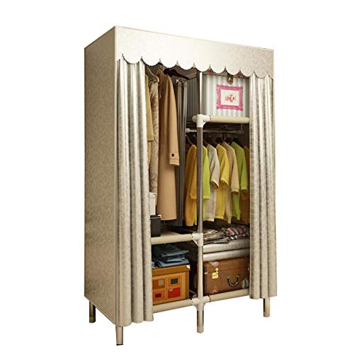 HMEIGUI - Armadio portatile per guardaroba – Tessuto ombreggiato durevole per guardaroba, chiusura lampo, argento