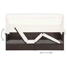 SKM Divano da Giardino con Tettoia in Polyrattan Marrone