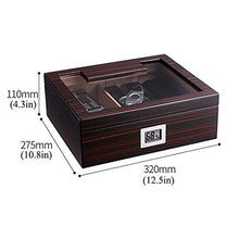 Adesign Desktop Cigar Humidor, Cedar & Leather Cigar Box di stoccaggio Bene Seal Design, Vetro igrometro e umidificatore Rettangolo, Tiene 25-50 Sigari