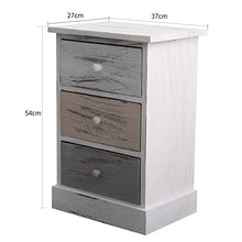 Rebecca Mobili Cassettiera decape, Comodino con 3 cassetti, Legno di paulonia, Bianco Beige Grigio, Stile Retro, Camera Bagno - Misure: 54 x 37 x 27 cm (HxLxP) - Art. RE4263