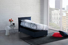 Talamo Italia Letto contenitore Singolo Anna, Made in Italy, Letto con rivestimento in tessuto, Apertura laterale, adatto per materasso cm 80x190, Blu
