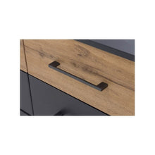 AVANTI TRENDSTORE - Bison - Comó in Legno Laminato di Colore Grigio Metallizzato/Quercia Wotan con 2 Ante e 6 cassetti. Dimensioni Lap 140x81x42 cm