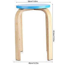 SKIESOAR - Sgabello rotondo, in legno curvato, antiscivolo, impilabile, con 4 gambe, 45,5 x 30 cm Blu