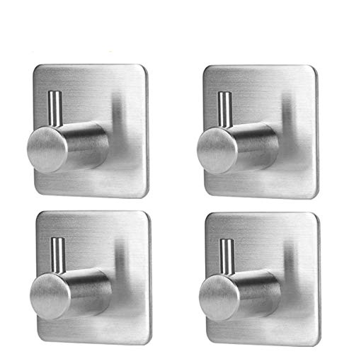 SUSHJA - Bagno Adesivo Ganci Portasciugamani Acciaio Gancio impermeabile in acciaio Inox Cappotto Gancio 4 Pezzi