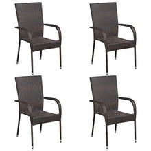 Festnight Sedie da Esterno Impilabili 4 pz in Polyrattan Marrone,Impilabili, per Esterni, Picnic, Giardino