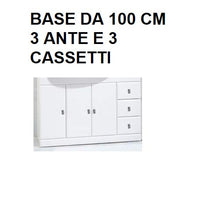 Bagno Italia Mobile Arredo Bagno cm 100+30 con lavabo sottopiano bianco lucido con specchio Mobili 1 l