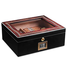 XYF Humidor per Sigari, Humidor Artigianale in Cedro, Scatola Porta Sigari Umidificatore, Legno Massello A umidità Costante Sigillato di Grande capacità, Contiene 35 Sigari